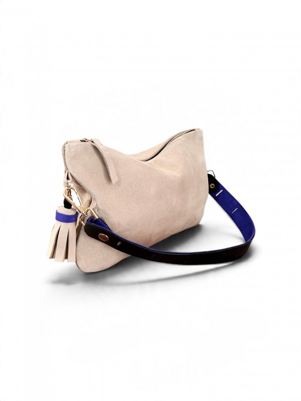 Bej / Kemik Süet Omuz Çantası / Clutch
