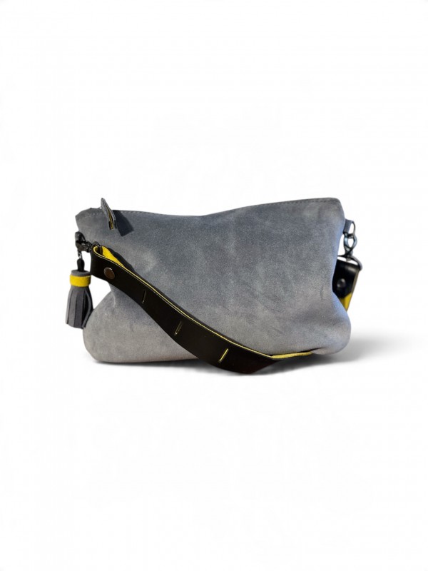 Fırtına Grisi Süet Omuz Çantası / Clutch
