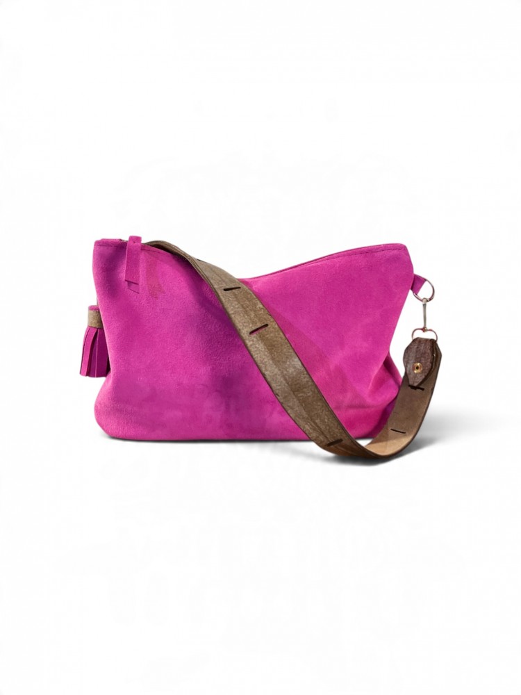 Fuşya Süet Omuz Çantası / Clutch