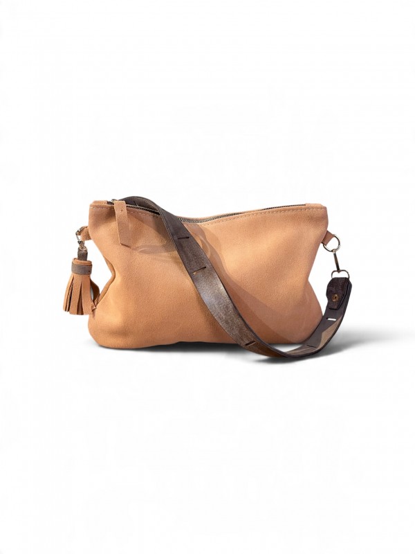 Somon / Şeftali Renk Süet Omuz Çantası / Clutch
